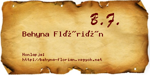 Behyna Flórián névjegykártya